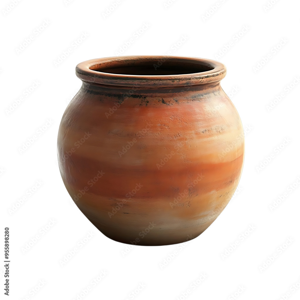 A Rustic Earthenware Pot with a Transparent Background A Rustic Earthenware Pot with a Transparent Background