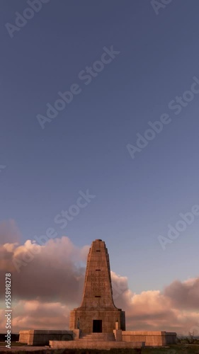 Front view at sunset of the Wright Brothers Aviation Memorial in Kill Devil Hills. North Carolina. USA photo