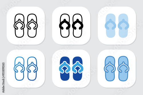 sandal icons with various design styles