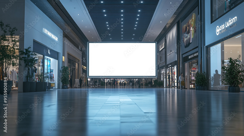 Big blank white screen for your design at the shopping mall. Big blank white screen for your design at the shopping mall.