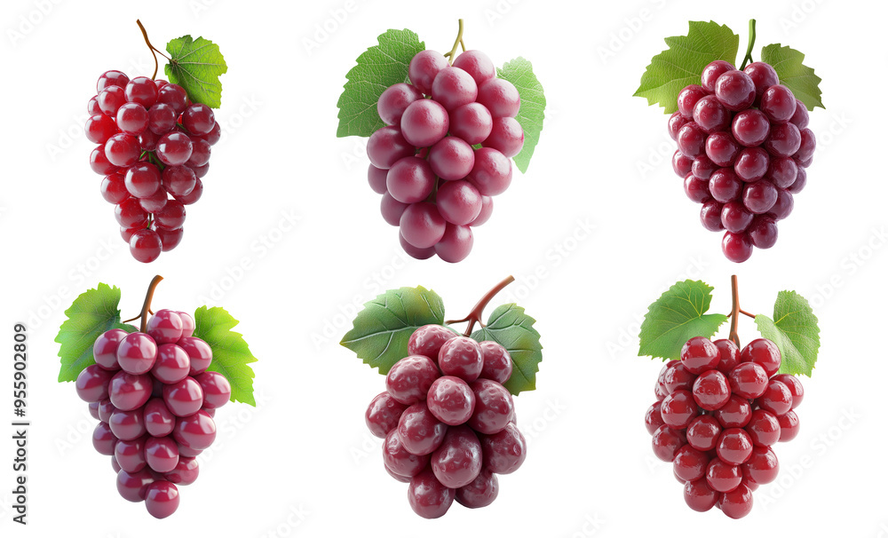 Bunches of ripe grapes with leaves isolated on transparent background Bunches of ripe grapes with leaves isolated on transparent background