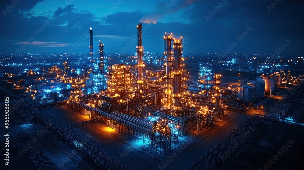 Fototapeta premium Industrial Complex at Night