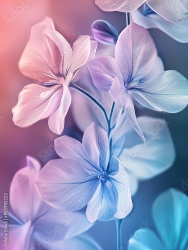 A close up of a flower with a blue and purple hue