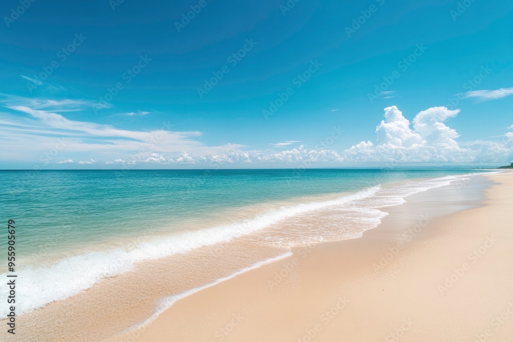 Beautiful beach background. Natural landscape with empty tropical beach , ai Beautiful beach background. Natural landscape with empty tropical beach , ai