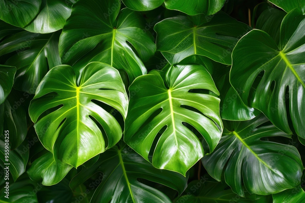 Green leaves of a philodendron plant. Nature leaves, green tropical forest, backgound concept , ai Green leaves of a philodendron plant. Nature leaves, green tropical forest, backgound concept , ai