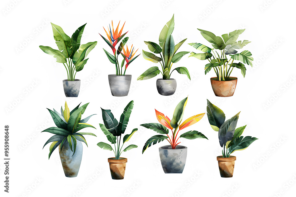 Obraz premium 美しい観葉植物の鉢植えセット