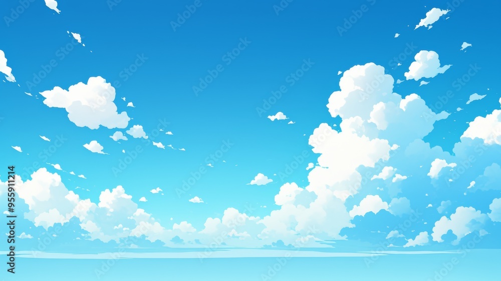 Cartoon Sky with White Clouds Cartoon Sky with White Clouds