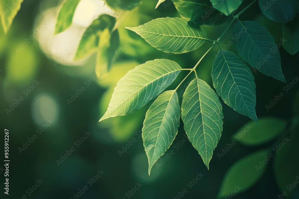 Modern close up of leaves on blurred green background. Premium background for banners or posters , ai Modern close up of leaves on blurred green background. Premium background for banners or posters , ai