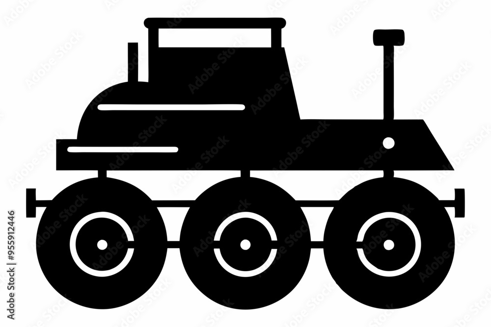 Obraz premium roller machine silhouette, Road roller vector illustration, Construction vehicle