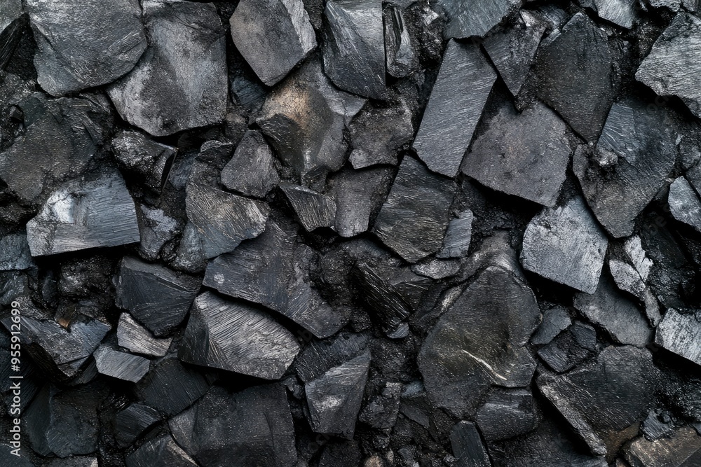 Processed collage of industrial pea coal surface texture. Background for banner, backdrop or texture for 3D mapping with generative ai Processed collage of industrial pea coal surface texture. Background for banner, backdrop or texture for 3D mapping with generative ai