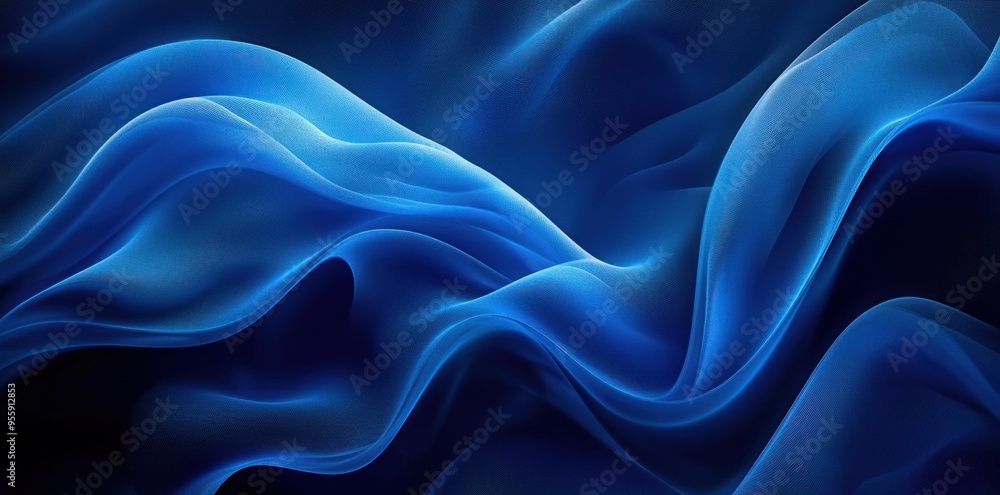 Fototapeta premium Abstract Blue Fabric with Flowing Waves and Texture