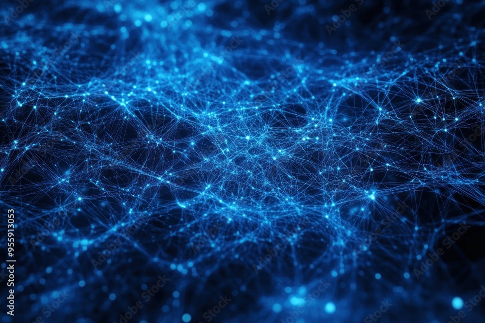 Abstract Blue Network with Glowing Nodes and Lines Abstract Blue Network with Glowing Nodes and Lines