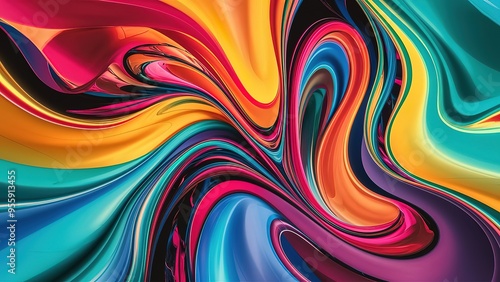 Wallpaper Mural colorful dynamic fluid shape background design. made with generative Ai
 Torontodigital.ca