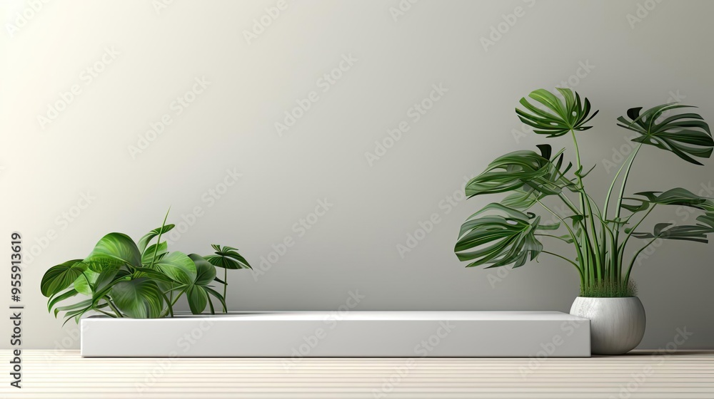 podium design for product display or product stand with leaf ornaments and minimalist background podium design for product display or product stand with leaf ornaments and minimalist background