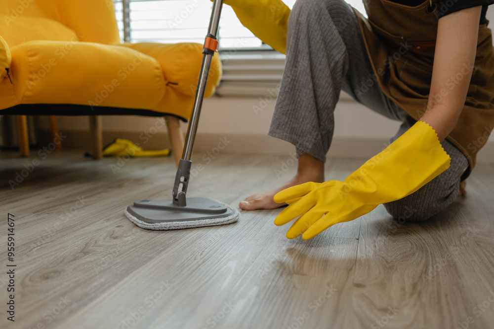 she is mopping floor in living room, as a wife she love to keep the house clean to make sure everyone in her family safe form dust and bacteria, she is cleaning her apartment. she is mopping floor in living room, as a wife she love to keep the house clean to make sure everyone in her family safe form dust and bacteria, she is cleaning her apartment.