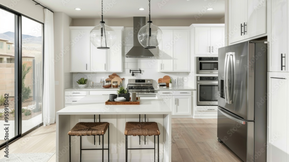 Fototapeta premium Modern Luxury Kitchen. Contemporary design concept