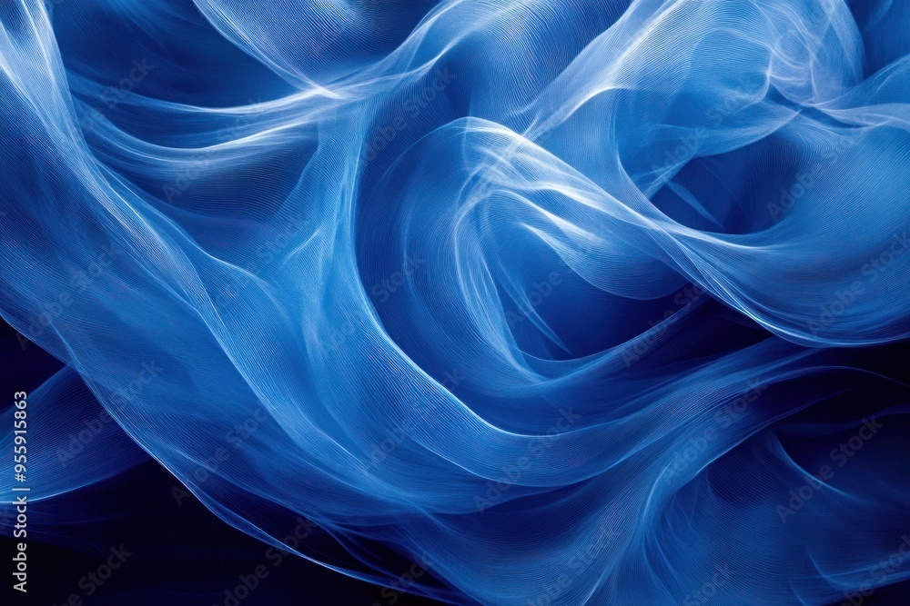 Obraz premium Abstract Blue and White Flowing Fabric with Lines