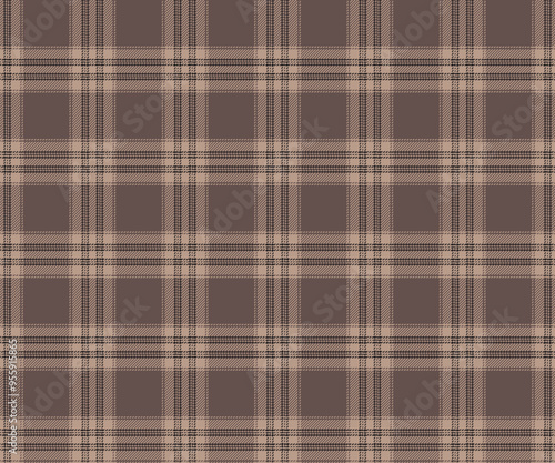 Plaid fabric pattern, brown, cream, black, seamless for textile and design clothes skirt pants apron tablecloth blanket or decoration fabric. Vector illustration.