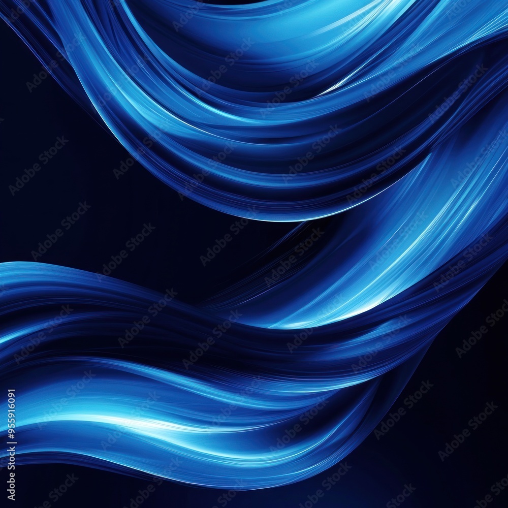 Fototapeta premium Abstract Blue Swirling Lines on a Dark Background