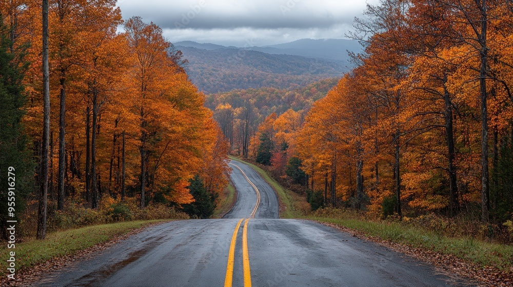 Autumn Road Through Forest Autumn Road Through Forest