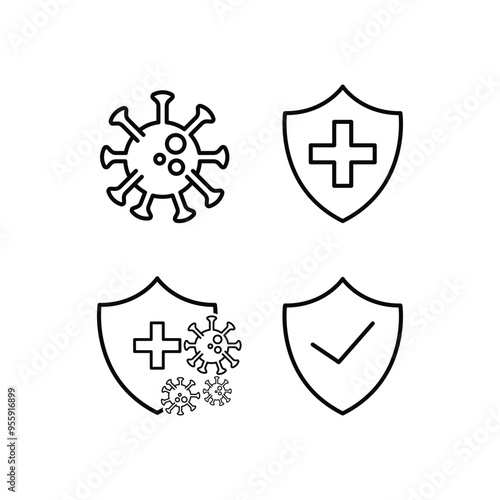 immune system and antibacterial protection design vector line style