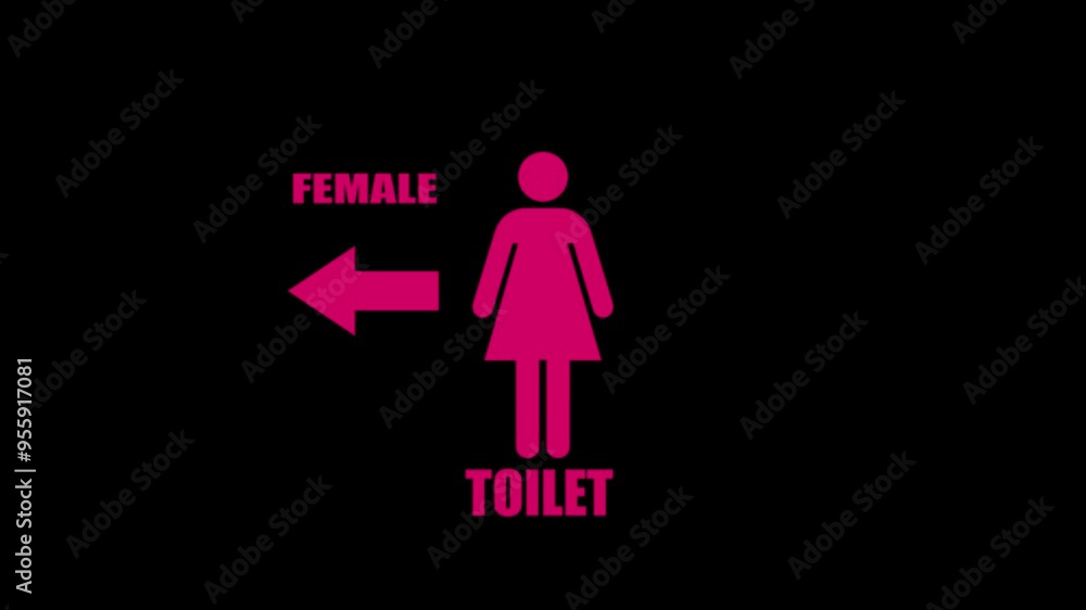 Neon female toilet icon animation. female toilet or bathroom sign. Neon female toilet icon animation. female toilet or bathroom sign.