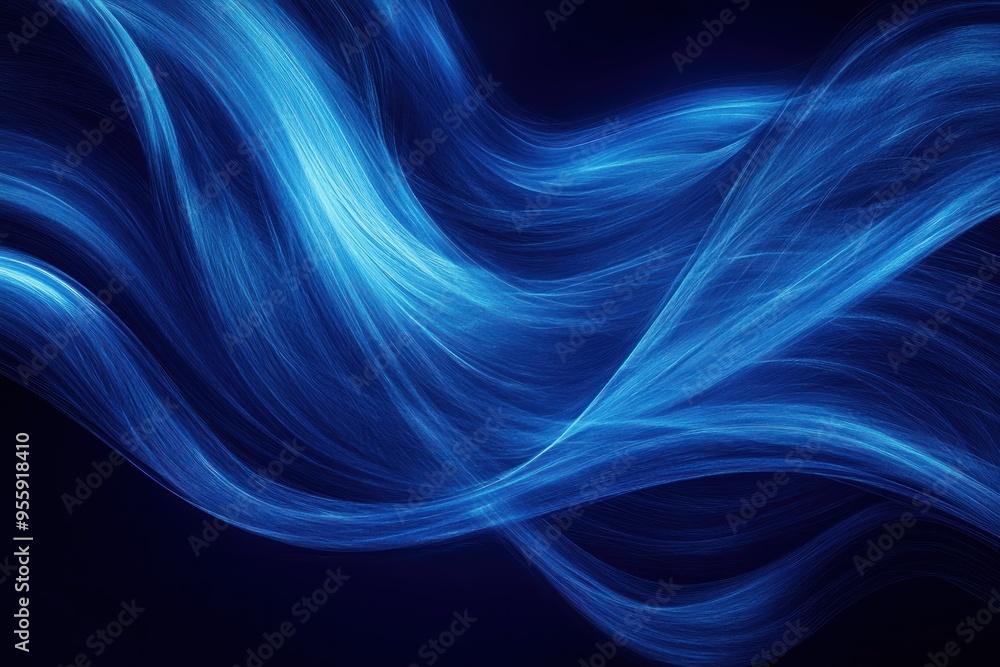 Naklejka premium Abstract Blue Waves of Light on Black Background
