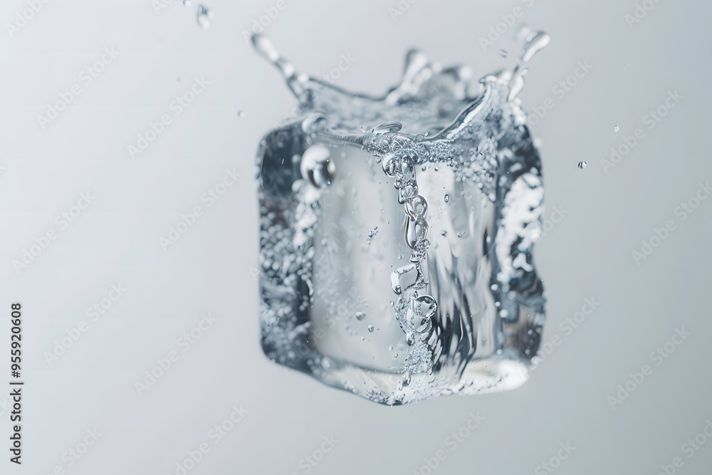 Falling ice cube slice isolated on white background, floating ice cube in the air Falling ice cube slice isolated on white background, floating ice cube in the air
