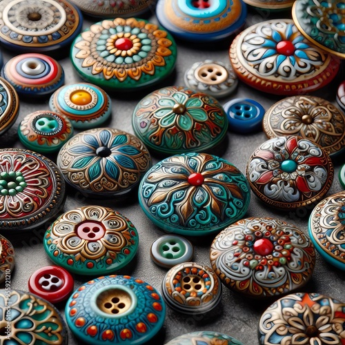 50 17 Enamel Buttons Buttons with a colorful enamel coating ofte