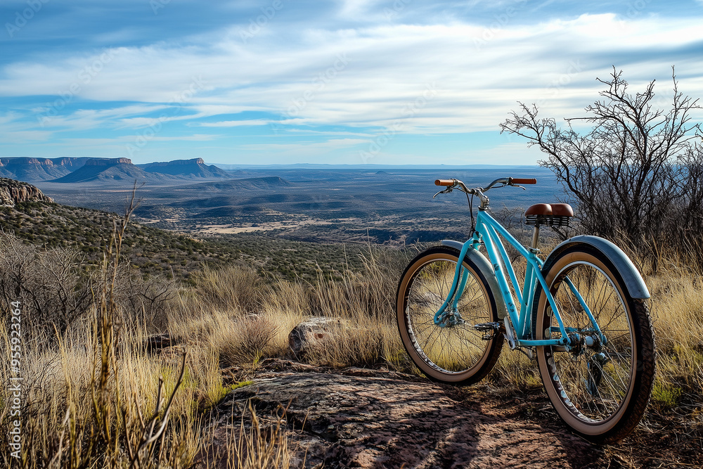 Quartz Bike Against the Backdrop of a Hilltop Vista