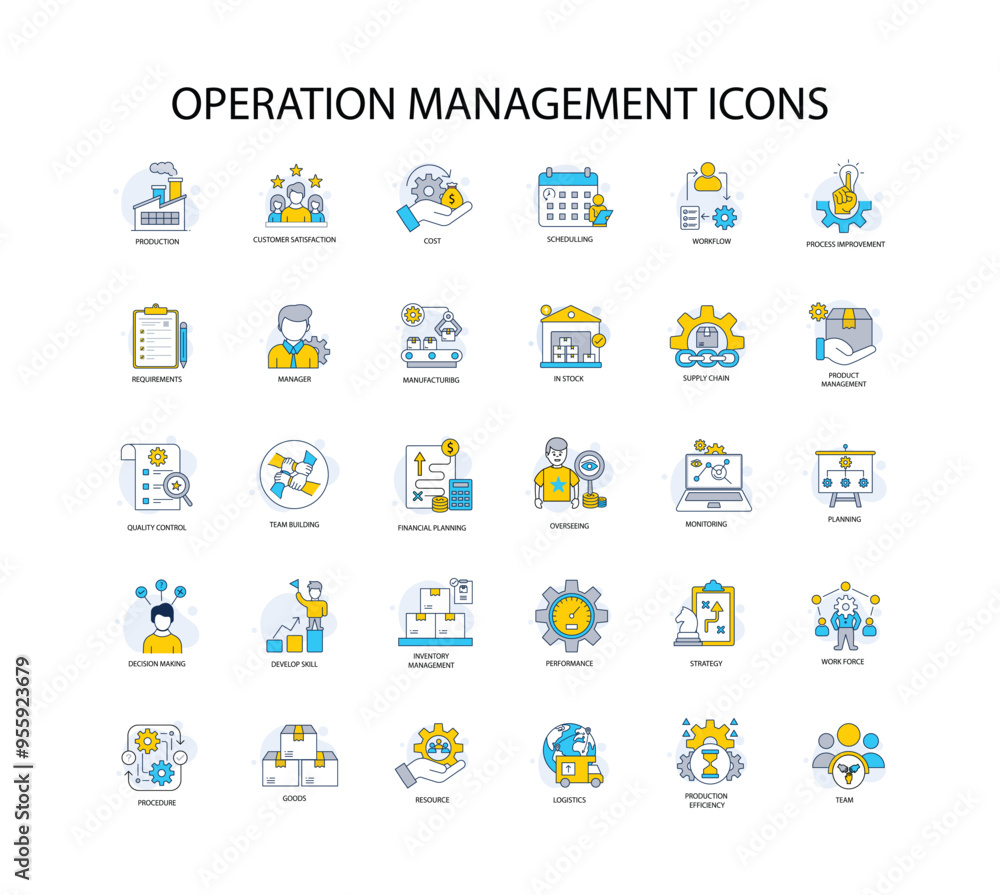 Operation Management Icon Pack for Effective Business and Manufacturing Solutions with editable stroke. Operation Management Icon Pack for Effective Business and Manufacturing Solutions with editable stroke.