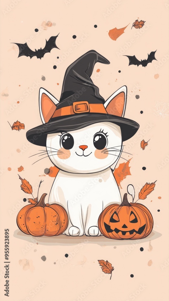Halloween cat in a witch costume on a dark background. Scottish cat lying on a large pumpkin with a jack-o-lantern face. High quality photo Halloween cat in a witch costume on a dark background. Scottish cat lying on a large pumpkin with a jack-o-lantern face. High quality photo