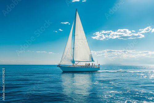 Graceful Yacht in Regatta: A Snapshot of Nautical Elegance