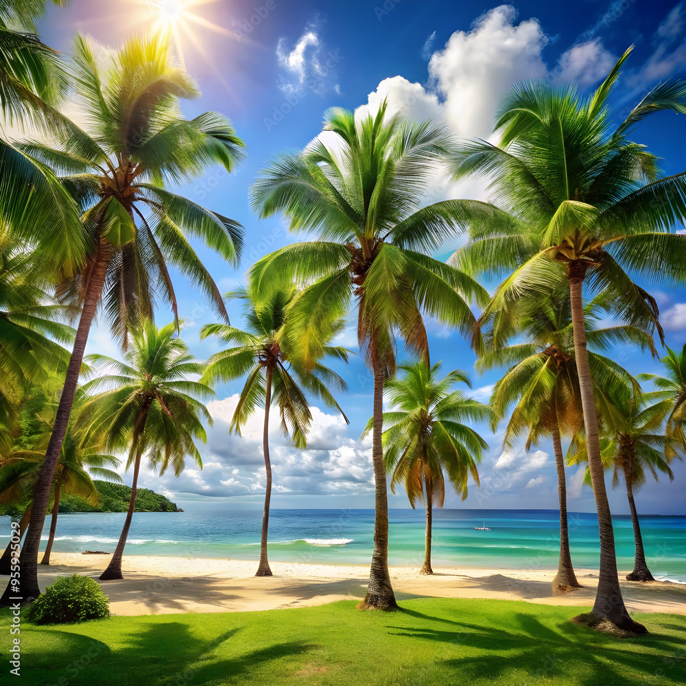 Fototapeta premium landscape tropical vacation palm summer