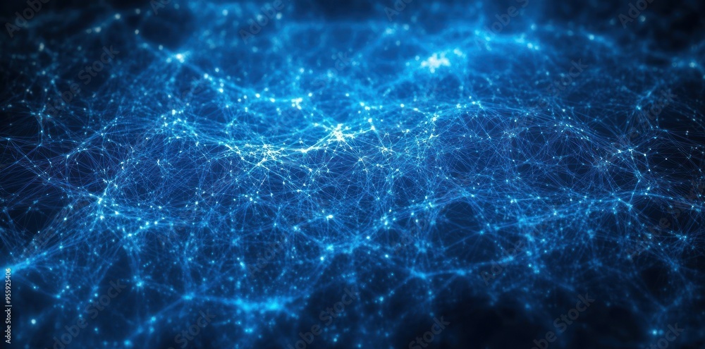 Abstract Blue Network of Interconnected Lines and Glowing Points Abstract Blue Network of Interconnected Lines and Glowing Points
