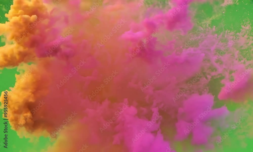 Colorful Powder Splash on Green Colorful Powder Splash on Green