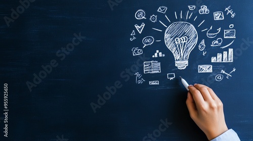 Innovative Business Strategy Concept: Hand-Drawn Business Plan on Chalkboard