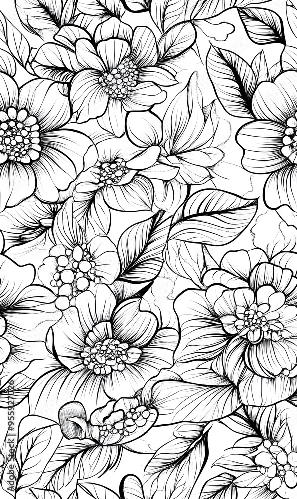 floral and leaf seamless patterns in doodle-style tile designs with graphic format. floral and leaf seamless patterns in doodle-style tile designs with graphic format.