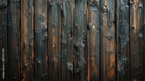 Aged wood paneling with signs of wear and rust.