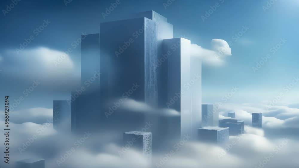 Cloud Cityscape with Modern Skyscrapers Cloud Cityscape with Modern Skyscrapers