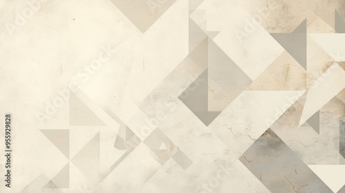  Abstract Geometric Pattern with Sharp Triangles in Neutral Tones on Textured Concrete Background with Copy Space