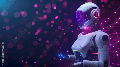 Futuristic AI Robot with Bokeh Background