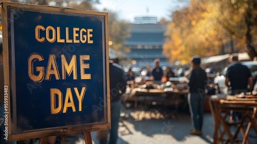 Football - Saturday - fall - autumn - sign that reads “COLLEGE GAME DAY” - tailgating - party - team - fans support - cheer - spirit - tailgate - food