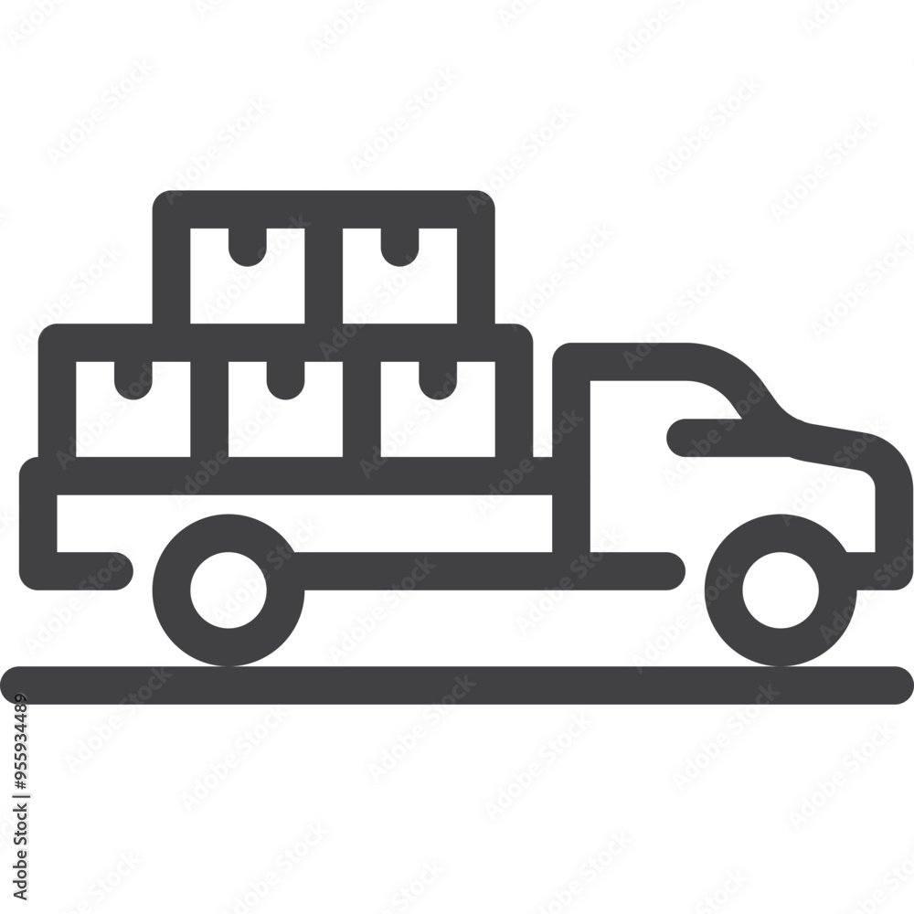 Fototapeta premium Simple vector car delivery outline icon on white background