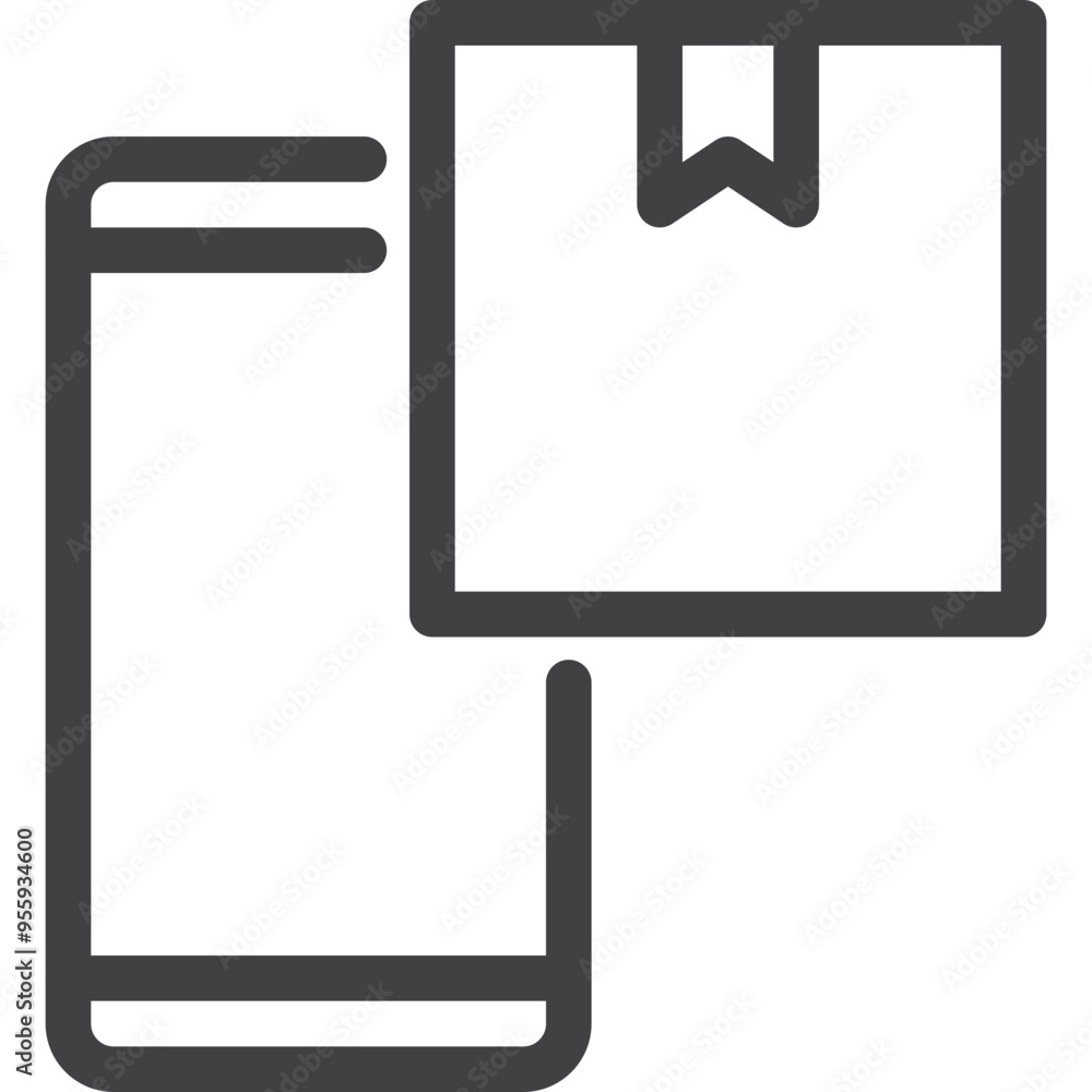 Simple vector online shipping outline icon on white background Simple vector online shipping outline icon on white background