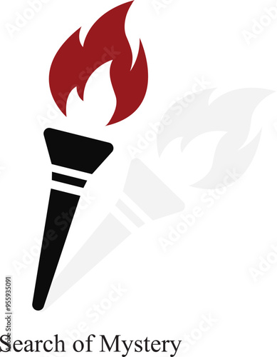 illustration of fire flames, candle or search of mystery icon
