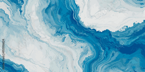 Silver and blue wavy sea ocean marble texture background.