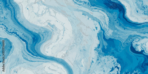 Silver and blue wavy sea ocean marble texture background.