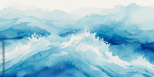 Sea water ocean wave vector background. Blue water ocean sea wave seamless background. Water  ocean wave white and soft blue aqua, teal texture.