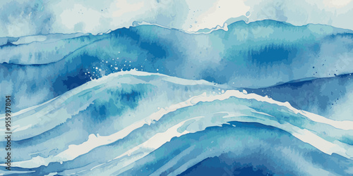 Sea water ocean wave vector background. Blue water ocean sea wave seamless background. Water  ocean wave white and soft blue aqua, teal texture.